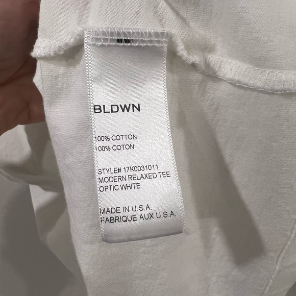 BLDWN Optic White Modern Relaxed Fit Short Sleeve Basic Tee T Shirt Size Large - Picture 4 of 4